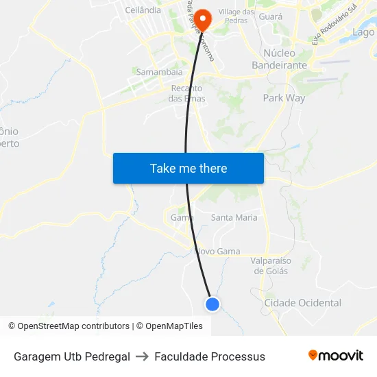 Garagem Utb Pedregal to Faculdade Processus map