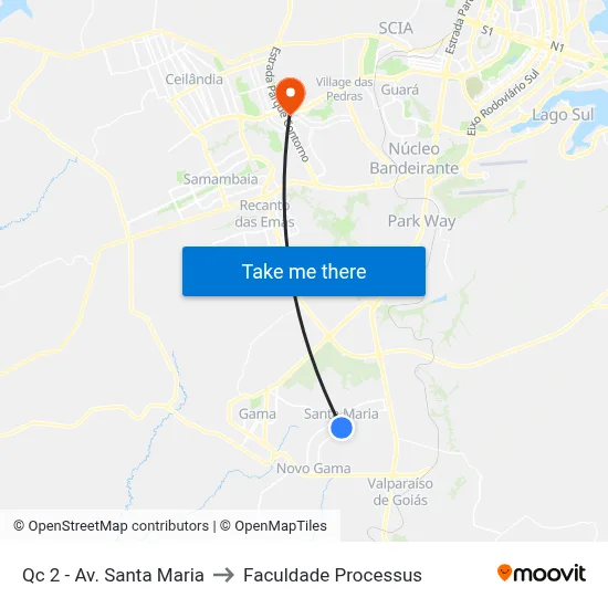 Qc 2 - Av. Santa Maria to Faculdade Processus map