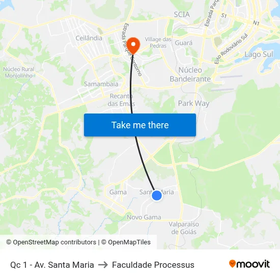 Qc 1 - Av. Santa Maria to Faculdade Processus map