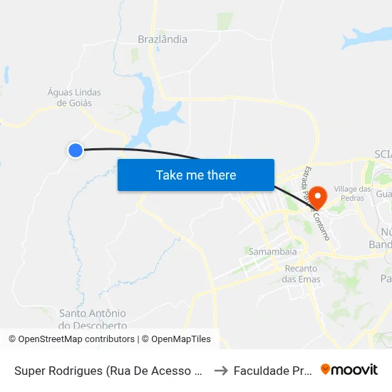 Super Rodrigues (Rua De Acesso Ao Royal Parque ) to Faculdade Processus map