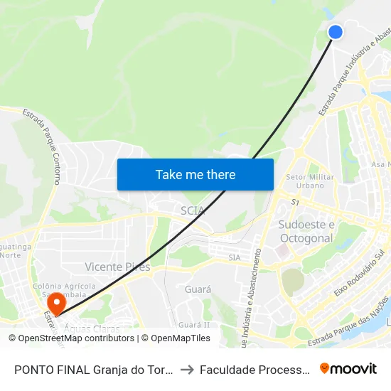 PONTO FINAL Granja do Torto to Faculdade Processus map