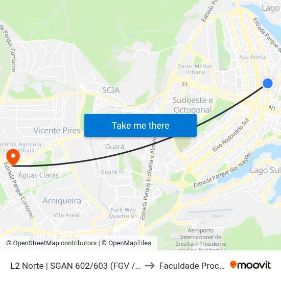 L2 Norte | SGAN 602/603 (FGV / BIG BOX) to Faculdade Processus map