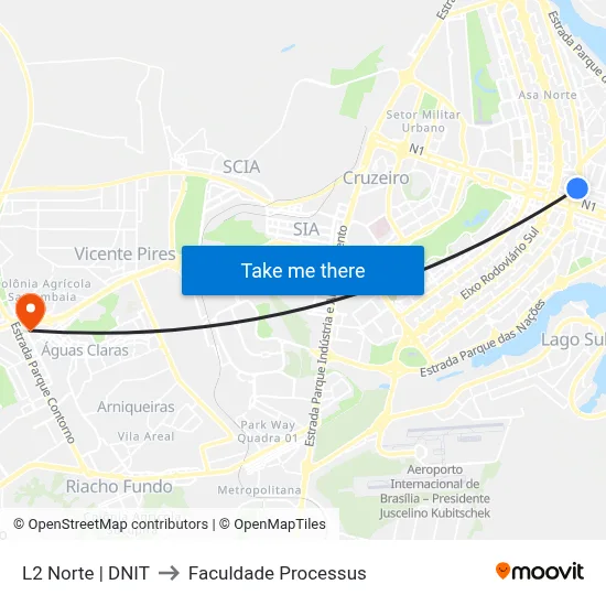 L2 Norte | DNIT to Faculdade Processus map