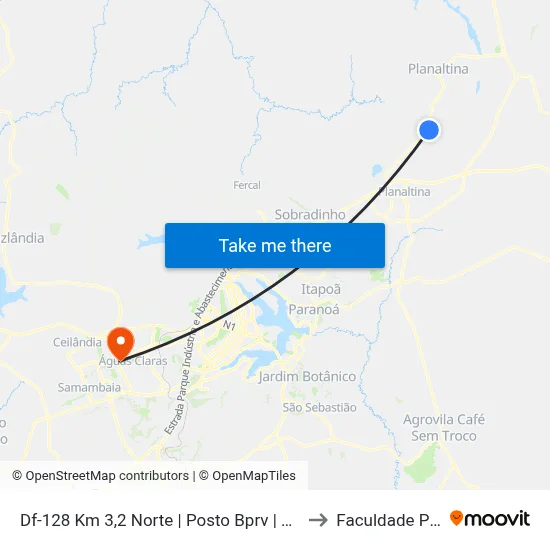 Df-128 Km 3,2 Norte | Posto Bprv | Entroncamento Df-205 to Faculdade Processus map