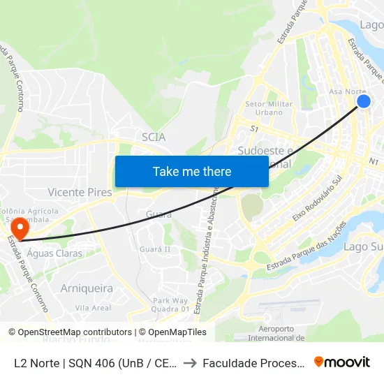 L2 Norte | SQN 406 (UnB / CEAN) to Faculdade Processus map