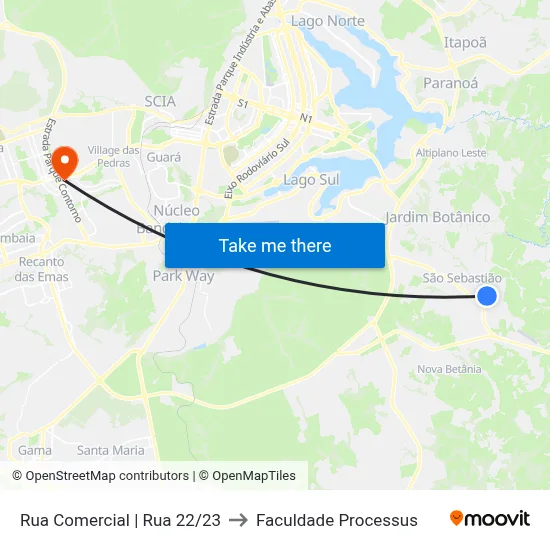 Rua Comercial | Rua 22/23 to Faculdade Processus map