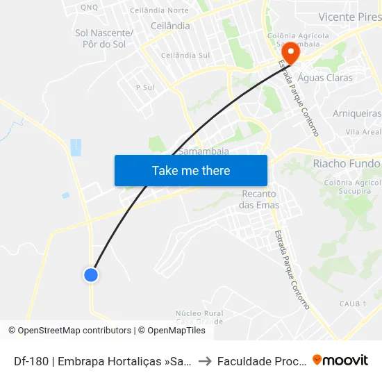 Df-180 | Embrapa Hortaliças »Samambaia» to Faculdade Processus map