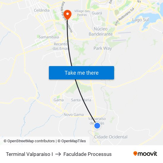 Terminal Valparaíso I to Faculdade Processus map