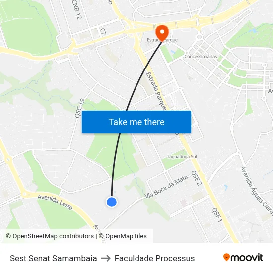 Sest Senat Samambaia to Faculdade Processus map