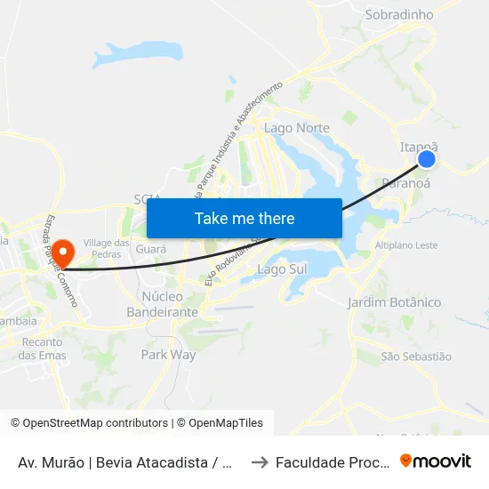 Av. Murão | Bevia Atacadista / World Gym to Faculdade Processus map