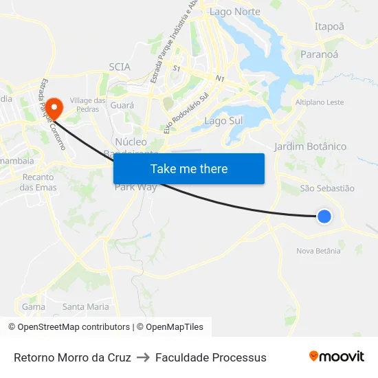 Retorno Morro da Cruz to Faculdade Processus map