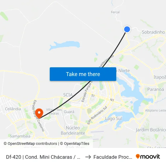 Df-420 | Cond. Mini Chácaras / Serra Azul to Faculdade Processus map