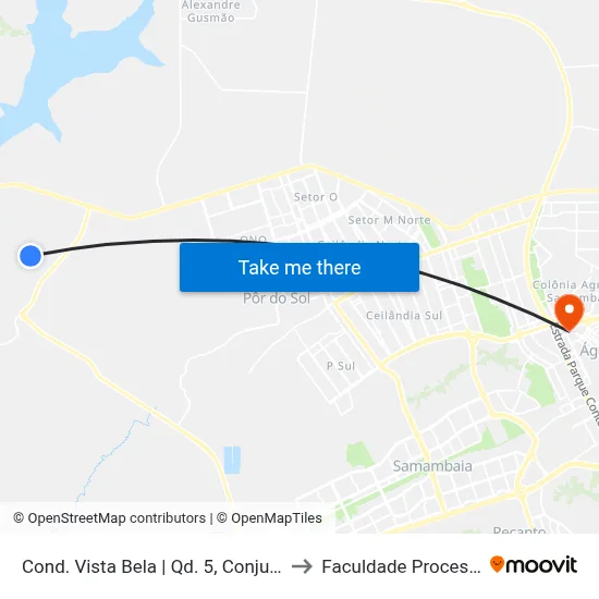 Cond. Vista Bela | Qd. 5, Conjunto F to Faculdade Processus map