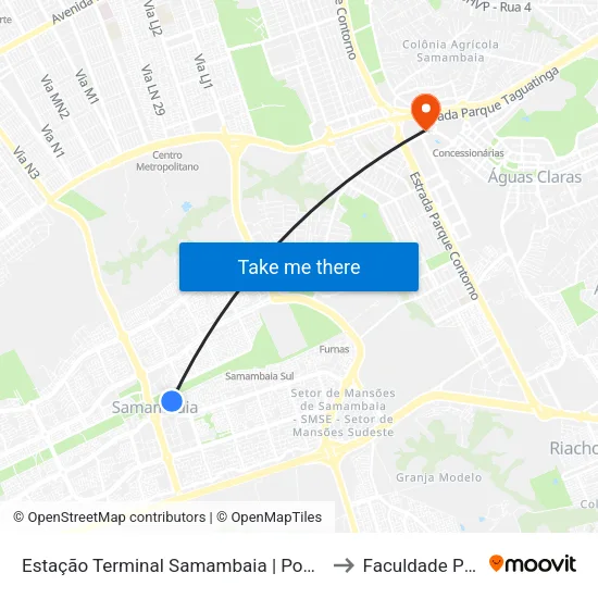Estação Terminal Samambaia | Ponto Final Linha 206.2 to Faculdade Processus map