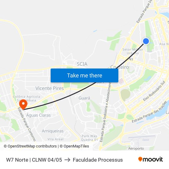W7 Norte | CLNW 04/05 to Faculdade Processus map