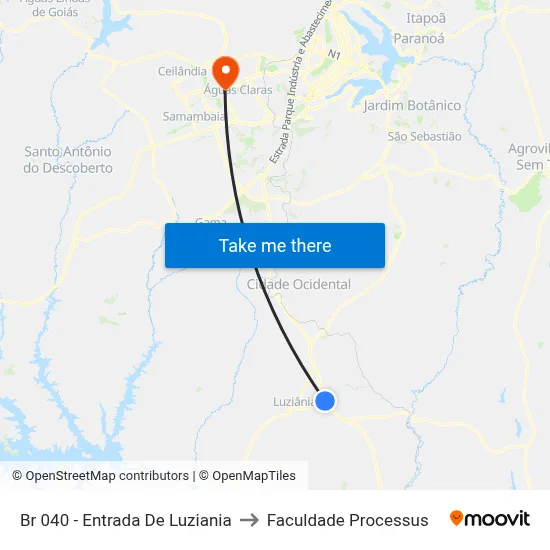 Br 040 - Entrada De Luziania to Faculdade Processus map
