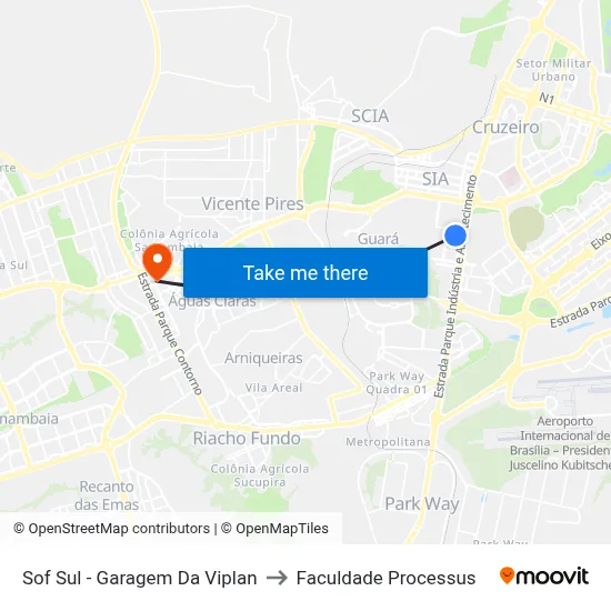 Sof Sul - Garagem Da Viplan to Faculdade Processus map