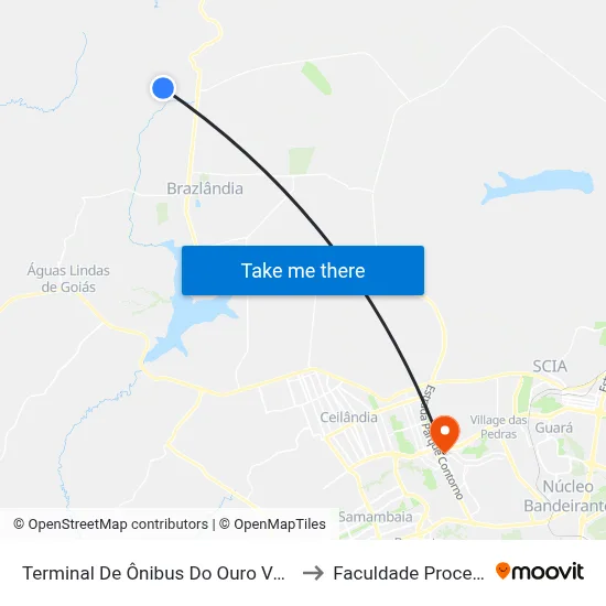 Terminal De Ônibus Do Ouro Verde Go to Faculdade Processus map