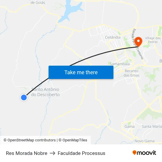 Res Morada Nobre to Faculdade Processus map