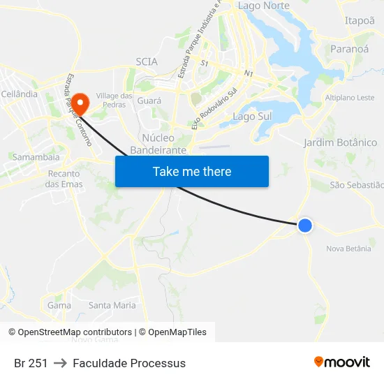 Br 251 to Faculdade Processus map