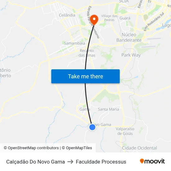 Calçadão Do Novo Gama to Faculdade Processus map