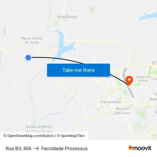 Rua B3, 406 to Faculdade Processus map