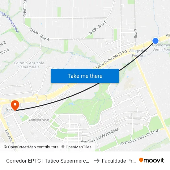 Corredor EPTG | Tático Supermercado (Sentido Tag.) to Faculdade Processus map