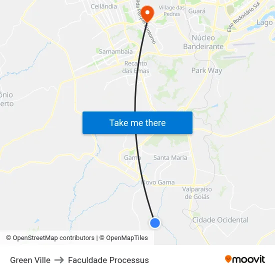 Green Ville to Faculdade Processus map