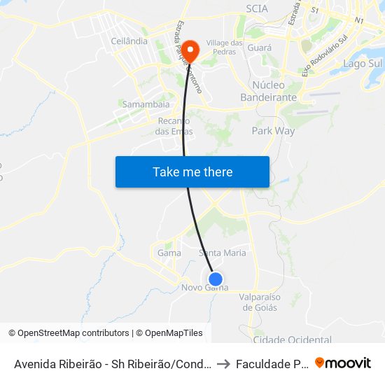 Avenida Ribeirão - Sh Ribeirão/Cond Porto Rico Fase 1 Q J to Faculdade Processus map