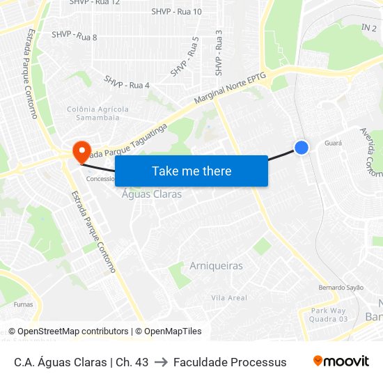 C.A. Águas Claras | Ch. 43 to Faculdade Processus map