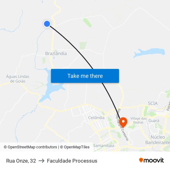 Rua Onze, 32 to Faculdade Processus map