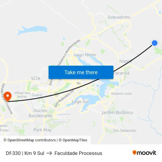 Df-330 | Km 9 Sul to Faculdade Processus map