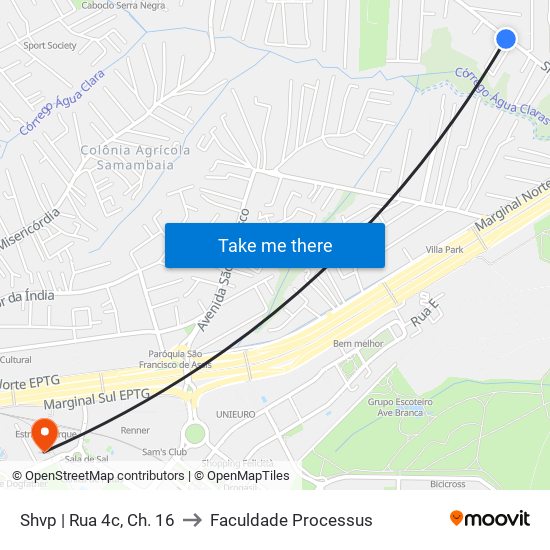 Shvp | Rua 4c, Ch. 16 to Faculdade Processus map