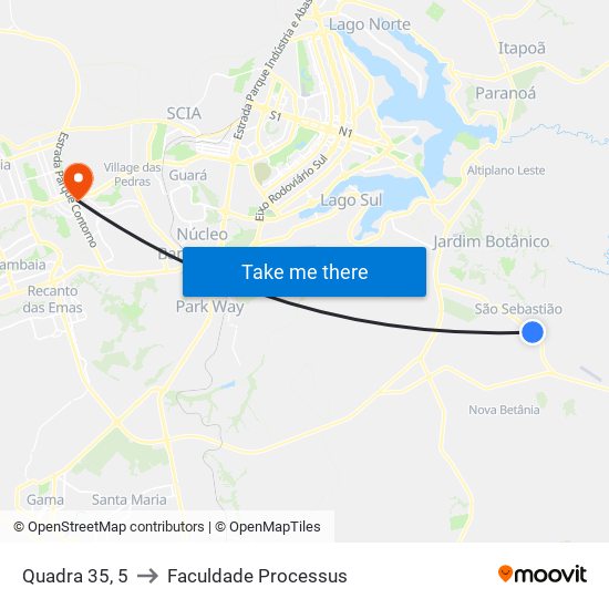 Quadra 35, 5 to Faculdade Processus map