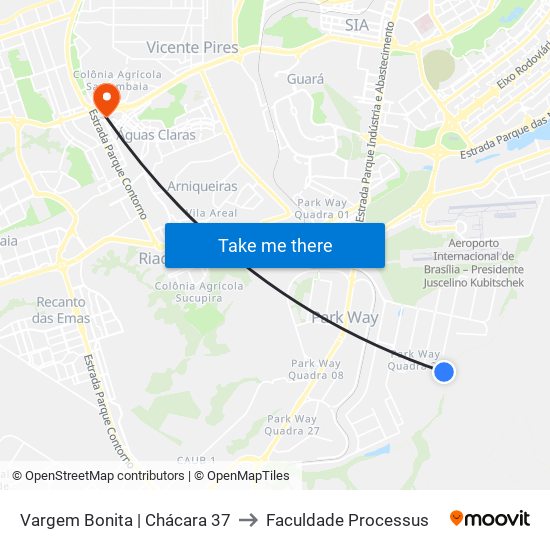 Vargem Bonita | Chácara 37 to Faculdade Processus map