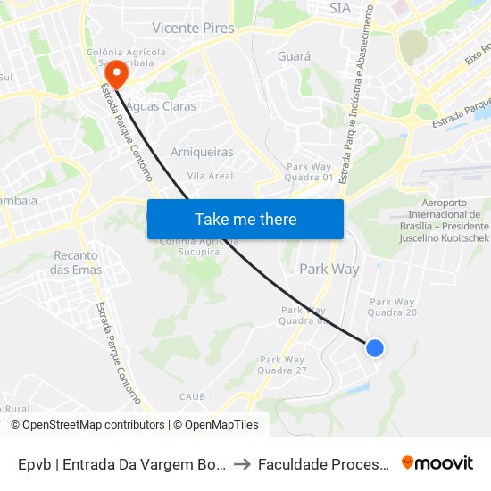 Epvb | Entrada Da Vargem Bonita to Faculdade Processus map