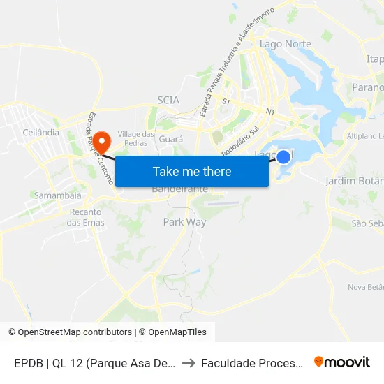 EPDB | QL 12 (Parque Asa Delta) to Faculdade Processus map