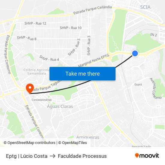 Eptg | Lúcio Costa to Faculdade Processus map
