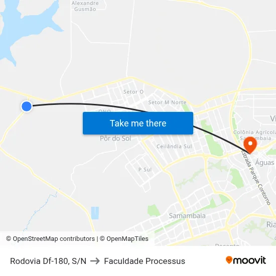Rodovia Df-180, S/N to Faculdade Processus map