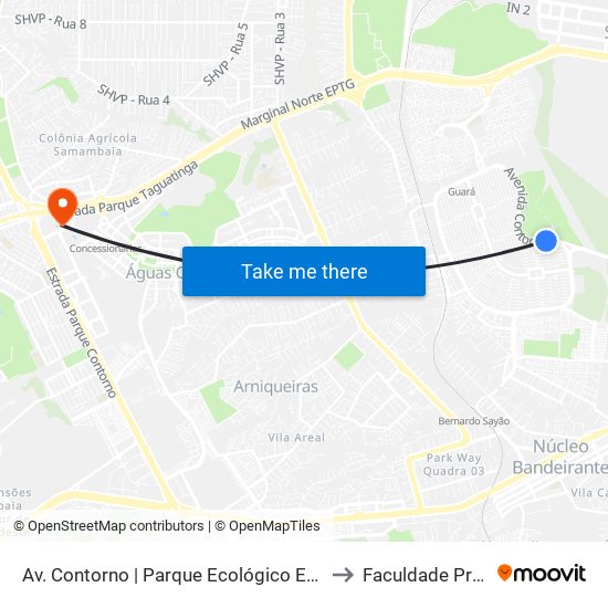 Av. Contorno | Parque Ecológico Ezechias Heringuer to Faculdade Processus map