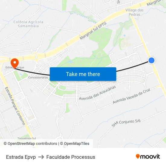 Estrada  Epvp to Faculdade Processus map
