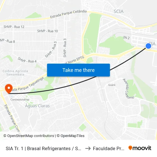 SIA Tr. 1 | Brasal Refrigerantes / Só Reparos / BYD to Faculdade Processus map