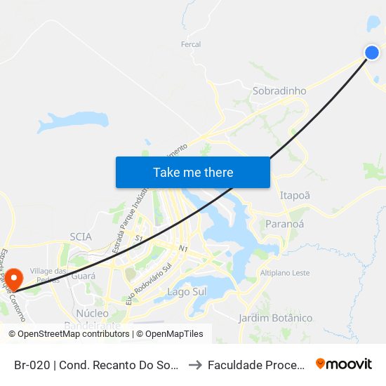 Br-020 | Cond. Recanto Do Sossego to Faculdade Processus map