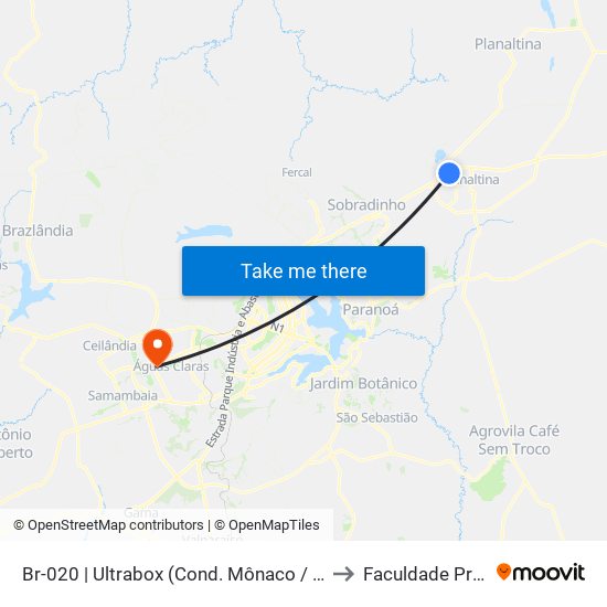 Br-020 | Ultrabox (Cond. Mônaco / Mansões Itiquira) to Faculdade Processus map