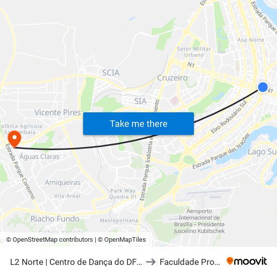 L2 Norte | Centro de Dança do DF / Petrobrás to Faculdade Processus map