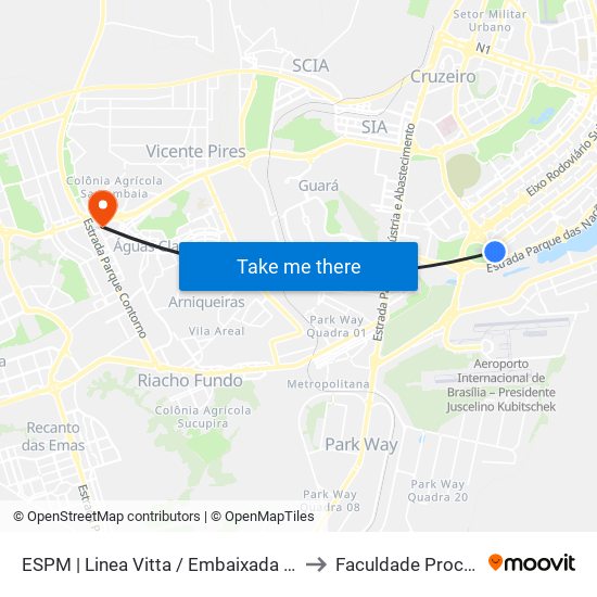 ESPM | Linea Vitta / Embaixada do Iraque to Faculdade Processus map