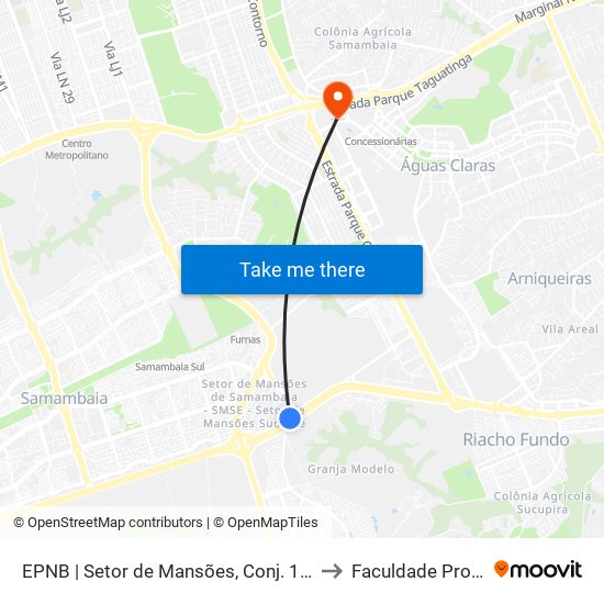 Epnb | Setor De Mansões (Qd. 13) to Faculdade Processus map