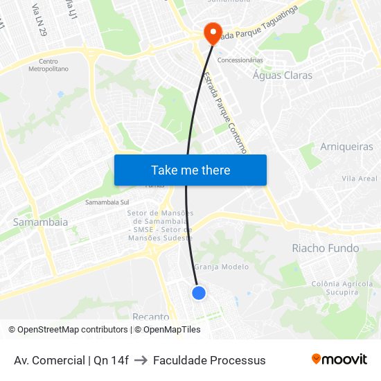 Av. Comercial | Qn 14f to Faculdade Processus map