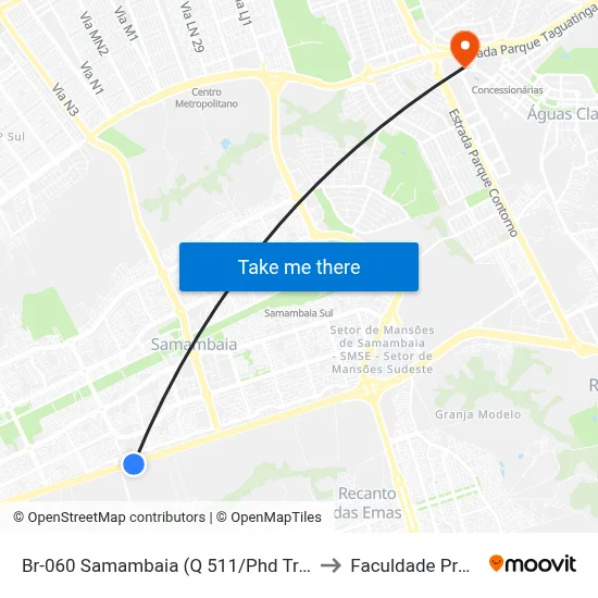 Br-060 Samambaia (Q 511/Phd Transportadora) to Faculdade Processus map