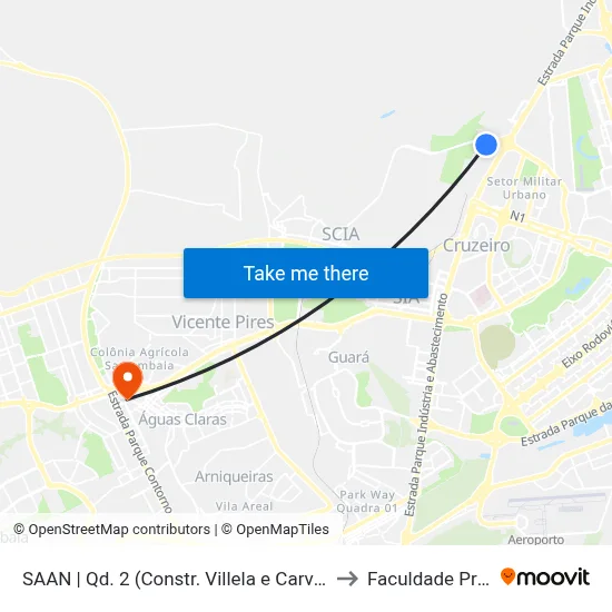 SAAN | Qd. 2 (Constr. Villela e Carvalho / Polimix DX) to Faculdade Processus map